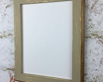 8 x 10 Picture Frame, Khaki Rustic Weathered Style With Routed Edges, Wooden Frame, Rustic Home Decor, Rustic Frame, Rustic Wood Frames