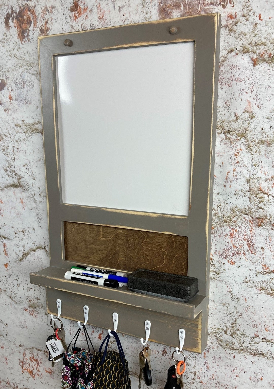Dry Erase Board, 5 Key Holder Kitchen Organizer, Message Board, Key Hooks, Office Organizer