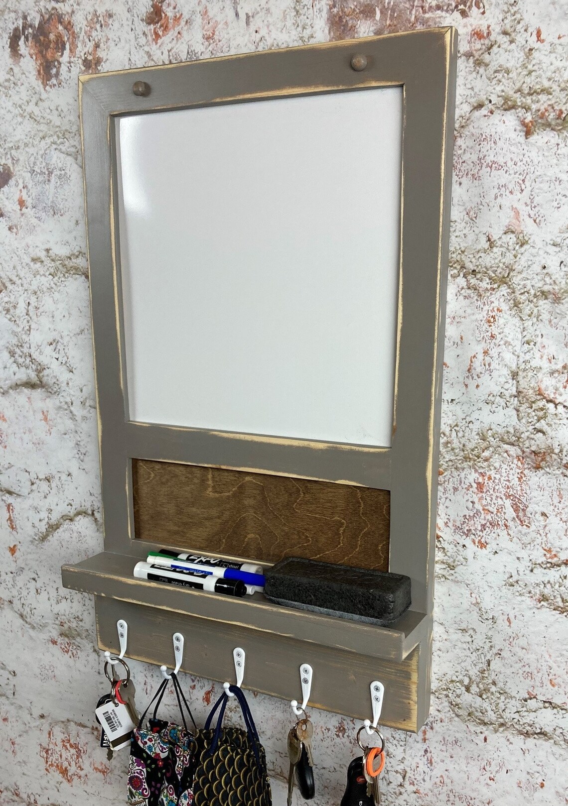 Dry Erase Board 5 Key Holder Kitchen Organizer Bulletin Etsy