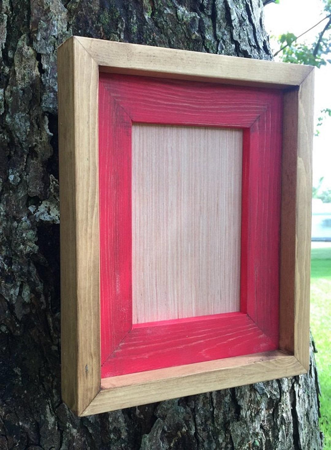 Rustic Red Wooden Picture Frame: 5x7 Stacked & Stained - Etsy
