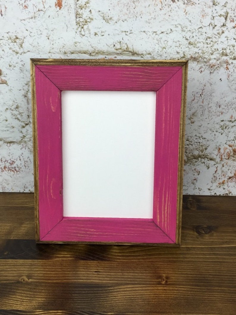 8 X 10 Wooden Picture Frame Pink Rustic Weathered Style Image 0