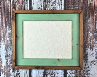 8.5 x 11"  Mint Green, Rustic Weathered Stacked And Stained Picture Frame, Rustic Home Decor, Document Frame, Rustic Wood Frames, Home Decor