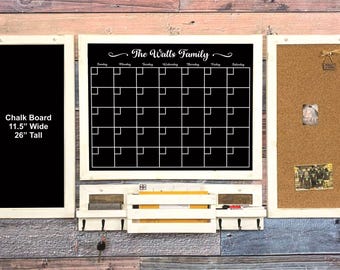 Personalized Family Command Center, Chalkboard, Cork Board, Mail Holder, Hooks