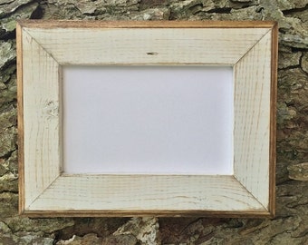 4 x 6 Wooden Picture Frame, White Rustic Weathered Style With Routed Edges, Rustic Home Decor, Rustic Wood Frames, Home Decor, Rustic Frames