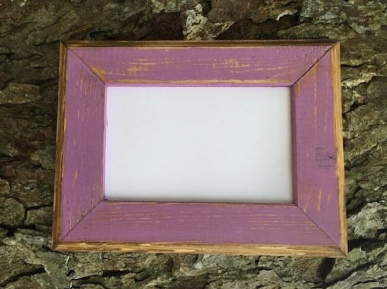 5x7 Inch Picture Frame Purple Rustic Weathered Style Stained Etsy