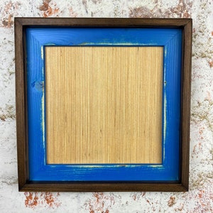 10 x 10 inch Blue Weathered Stacked And Stained Picture Frame, Rustic Home Décor, Rustic Wood Frames, Blue Frame, Wooden Frames image 1