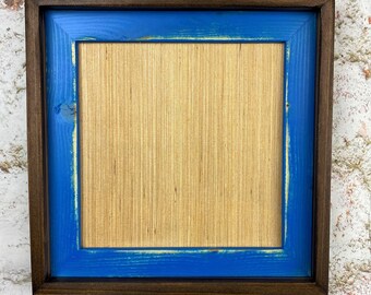 10 x 10 inch Blue Weathered Stacked And Stained Picture Frame, Rustic Home Décor, Rustic Wood Frames, Blue Frame, Wooden Frames