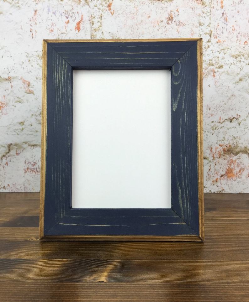 5 X 7 Inch Picture Frame Navy Blue Rustic Weathered Style Etsy