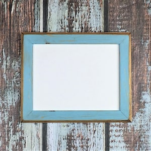 8.5 x 11 Wooden Picture Frame, Baby Blue, Rustic Weathered Style With Routed Edges, Rustic Home Decor. Rustic Wood Frames, Rustic Frames image 1