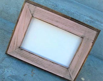 4 x 6&quot; Picture Frame, Multiple Colors, Rustic Weathered Style With Routed Edges,  Rustic Wood Frame, You Choose Color and Finish, Pink