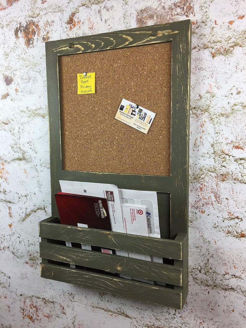 Cork Board Kitchen Organizer Bulletin Board Mail Holder Etsy