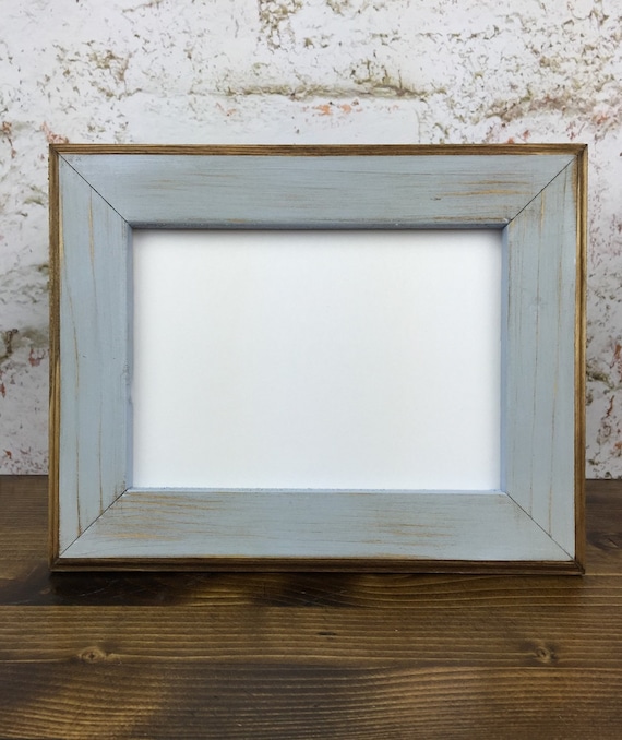 8 X 10 Picture Frame Light Blue Rustic Weathered Style With Etsy