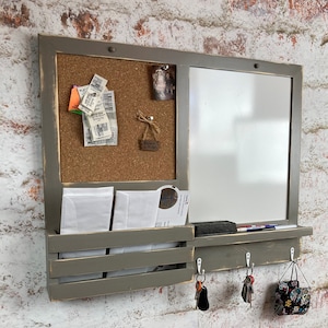 3 - Hook, Dry Erase, Cork Board, Kitchen/Office Organizer, Command Center, Your Choice of Color, Finish and Hooks, Message Board, Classroom