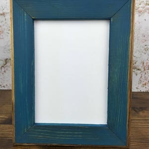 5 x 7 Picture Frame, Teal Rustic Weathered Style With Routed Edges, Home Decor, Rustic Home Decor, Rustic Frames, Rustic Wood, Wooden Frames image 2