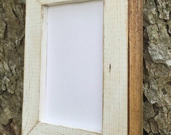 8 x 10 Picture Frame, White Rustic Weathered With Routed Edges, Home Decor, Rustic Home Decor, Wooden Frames, Rustic Wood Frame, Rustic