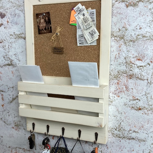 Cork Board Kitchen Organizer Bulletin Board Mail Holder 5 Etsy