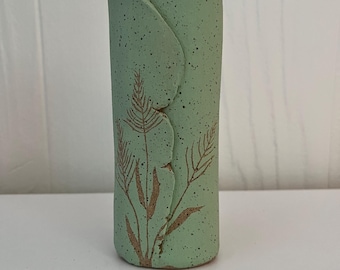 textured green vase