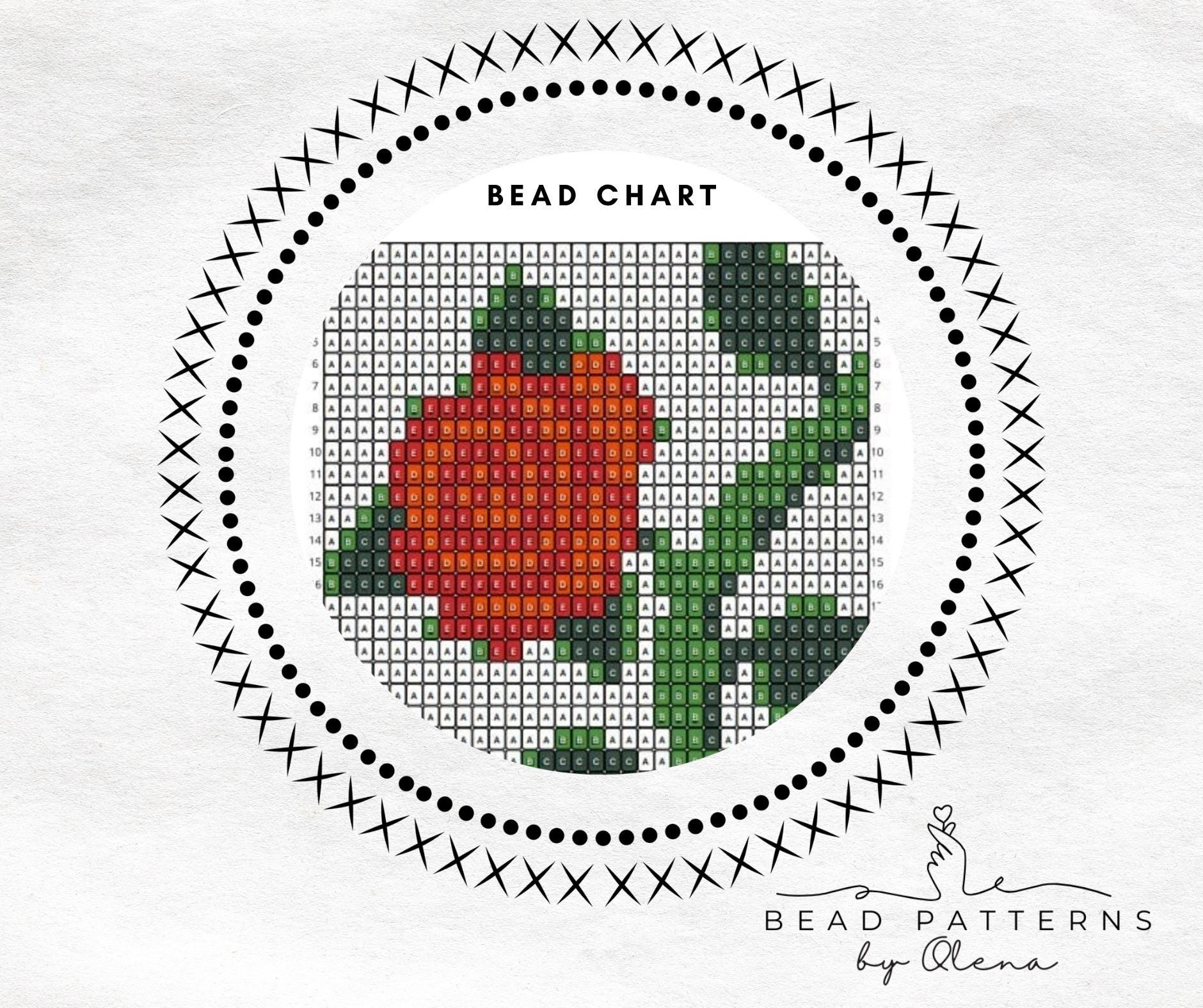 Red Rose Bead Loom Bracelet Pattern: Floral Miyuki Delica (PDF ...