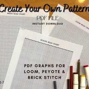 Graph Paper Template, Set of 3 Templates for Beading Loom Peyote Brick Stitch, DIY Pattern, Graph Paper for Jewelry Printable PDF