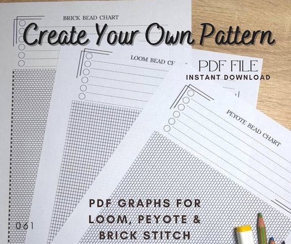 Printable Beading Design Templates PDF, Blank Graph Paper for Loom, Peyote & Brick Stitch,  Create Your Own Bead Patterns, Miyuki Delica 11