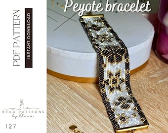 Patrón PDF para pulsera de peyote floral - Brazalete de flores de número par para Miyuki Delica - Descarga instantánea