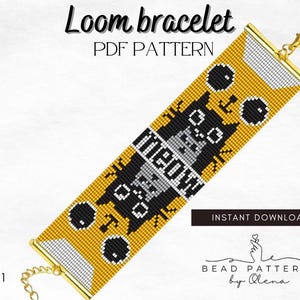 Meow Cat Loom Bracelet Pattern – Cute Black and Orange Cat Bead Design – PDF Instant Download, Bead Loom Pattern for Cat Lovers