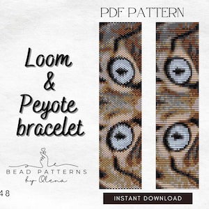 Cat Eyes Loom and Peyote Bracelet Pattern – Realistic Beading Design for Cat Lovers – Animal Seed Bead Chart PDF – Instant Download