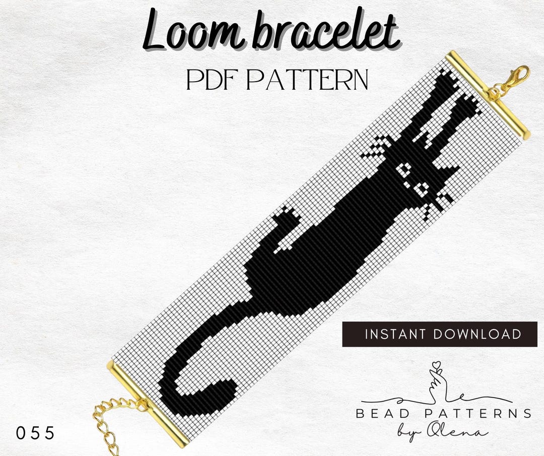 Easy Black Cat Bracelet Pattern – Simple Loom Beading Design PDF – for ...