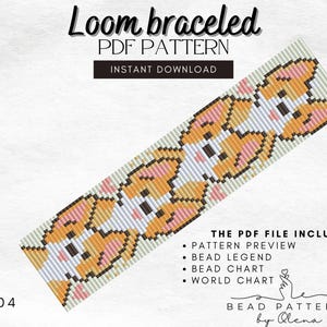 Beaded Corgi Bracelet Pattern PDF,  Dog Loom Beading Design, Miyuki Delica 11/0, Cute Puppy Jewelry, Beading instant download