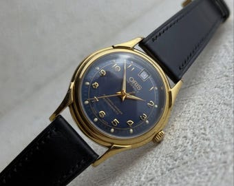 Oris 7317 Blue Dial Gold 35mm Automatic Vintage Watch 12 O  display picture 1
