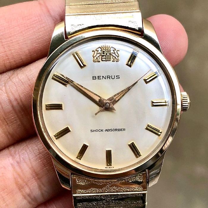 Montre Vintage Benrus 'Shock Absorber' - Plaqué Or - Mécanique Manuelle - Années 50 - Remise à Neuf