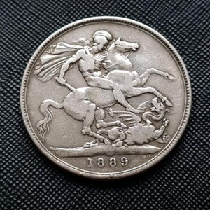 Rare 1889 Victoria Jubilee Head Silver Crown Coin | Authentic British Antique Queen Victoria Era Collectible Numismatic Piece, Clear Details