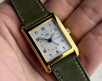 Orologio Oris Tank Pointer Date 26 mm Automatico Cal 574 Rettangolare Vintage Anni '90