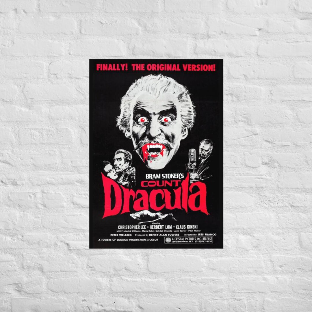 Vintage Count Dracula Movie Poster | Retro Horror Wall Art ...