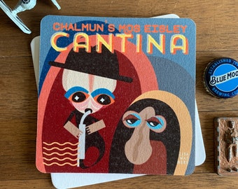 CHALMUN'S CANTINA - Souvenir Beermat Drink Coaster -  Design by Lisa Was Here, The Coaster Gal