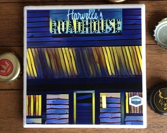 HARVELLE'S ROADHOUSE - Souvenir Tile Coaster - Original Design by Lisa Was Here, The Coaster Gal
