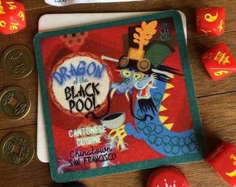 DRAGON of the BLACK POOL - Souvenir Drink Coaster Beermat - Original Design by Lisa Was Here, The Coaster Gal