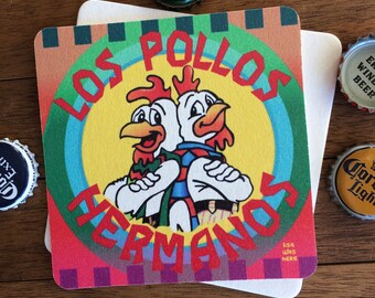 LOS POLLOS HERMANOS, Souvenir Beermat Drink Coaster - Design by Lisa Was Here, The Coaster Gal
