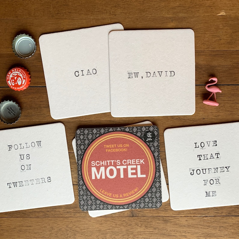 SCHITT'S CREEK MOTEL Souvenir Drink Coaster Design by Lisa Was Here, The Coaster Gal image 4