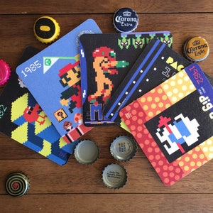 RETRO CLASSIC ARCADE Beermats Choisissez votre ensemble de 4 ou 6 sous-verres de boissons de jeux vidéo Designs graphiques originaux par LisaWasHere image 1