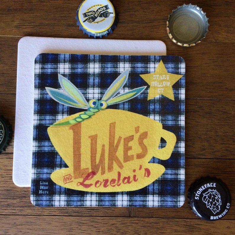 LUKE'S DINER Souvenir Drink Coaster Beermat Original Design by Lisa Was Here, The Coaster Gal image 2