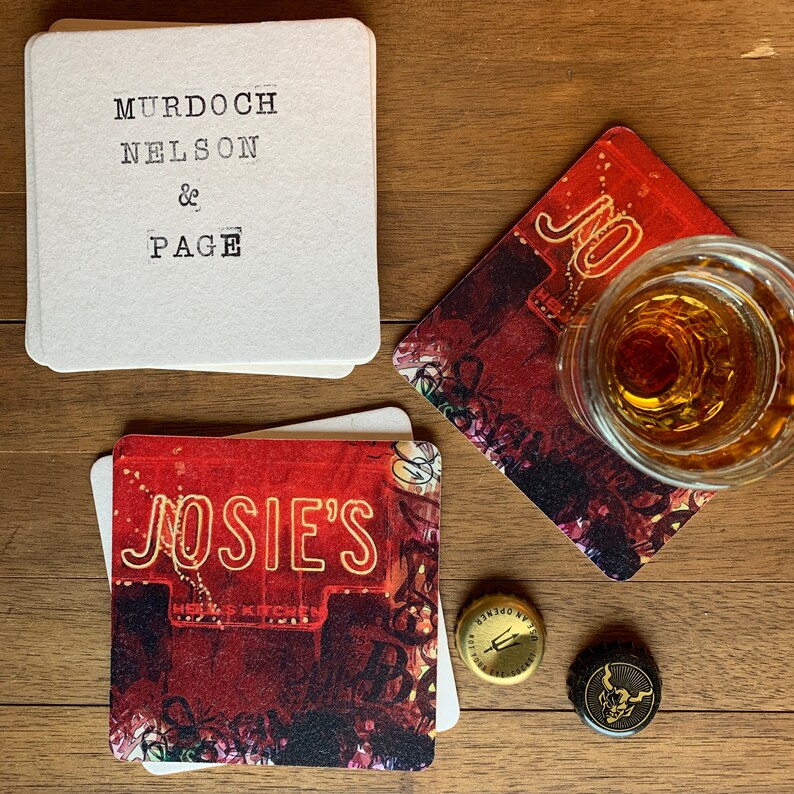 JOSIE'S BAR Sous-bock en carton ou sous-verre en carton pour boisson Daredevil Design original par LisaWasHere, The Coaster Gal image 3
