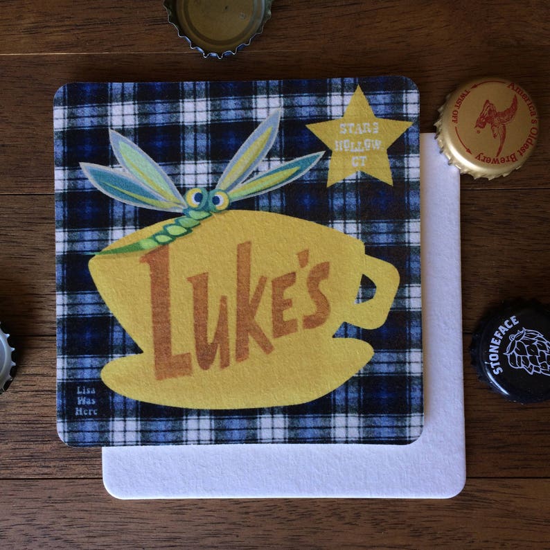 LUKE'S DINER Souvenir Drink Coaster Beermat Original Design by Lisa Was Here, The Coaster Gal image 1