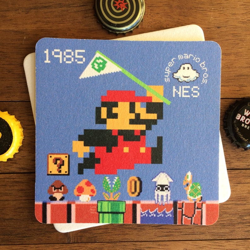 RETRO CLASSIC ARCADE Beermats Choisissez votre ensemble de 4 ou 6 sous-verres de boissons de jeux vidéo Designs graphiques originaux par LisaWasHere image 4