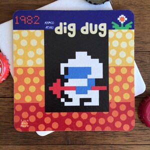 RETRO CLASSIC ARCADE Beermats Pick Your Set of 4 or 6 Video Game Drink Coasters Original Graphic Designs by LisaWasHere image 7