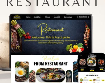 Restaurant Website Template: Modern Food Menu Canva Design (Digital Download)