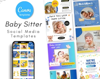 Babysitter Social Media Templates & Instagram Posts - Daycare and Childcare Marketing Posts Templates - Daycare Social Media