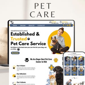 Pet Care Website Template - Dog walker Template Canva Design (Digital Download