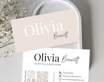 Elegant Business Card Template - Minimalist Boho Style Double Sided Printable Modern & Editable Design