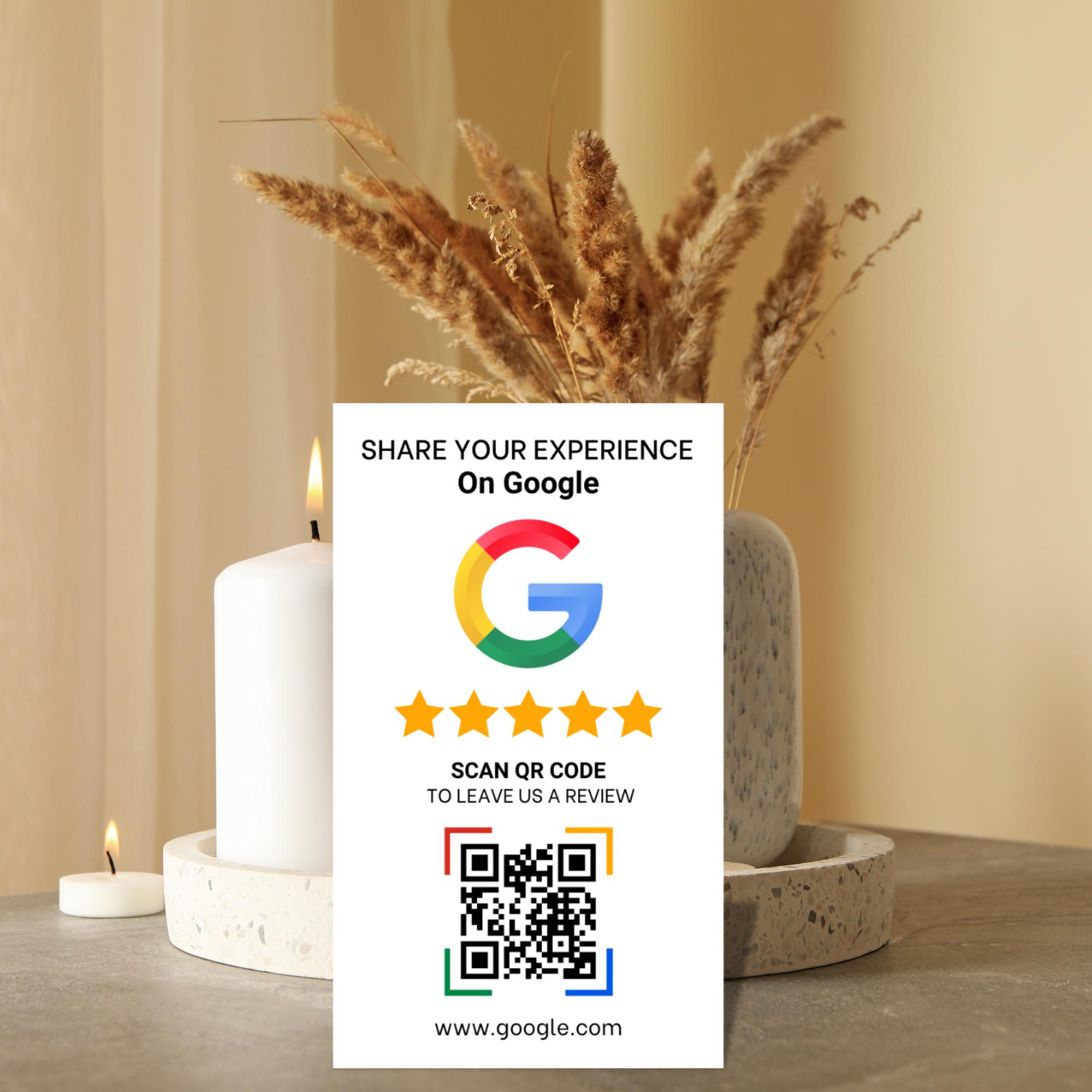 Google Review QR Code Sign Template - Scan to Review Card - Business ...